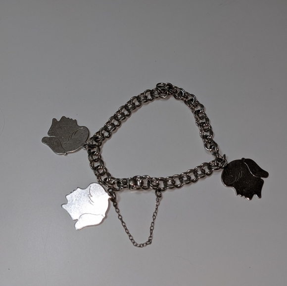 Elco Sterling Silver Charm Bracelet with 3 Girl Silhouette Charms - Picture 2 of 7